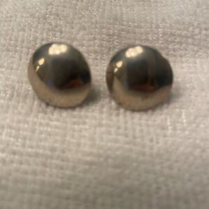 Classic Silver Dome Clip-On Earrings. Smooth polished finish.